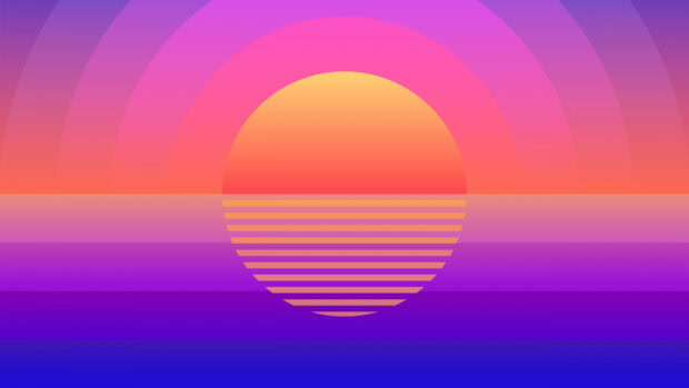 A geometry design featuring concentric circles and horizontal lines in vibrant gradient colors