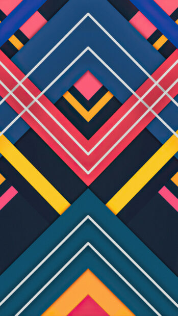 Colorful geometry design with layered shapes and lines creating a vibrant pattern