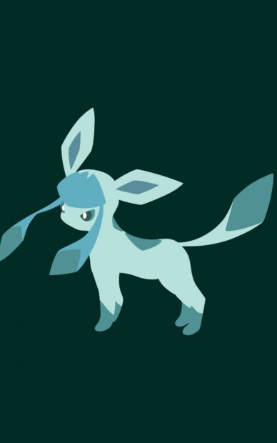 A minimalist illustration of glaceon standing on a dark background