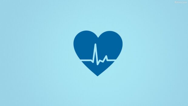 Blue heart with heartbeat line symbolizing health and wellness