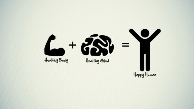 A healthy body combined with a healthy mind creates a happy human figure