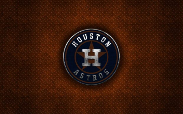 Houston Astros logo with a star in the center on a textured brown background