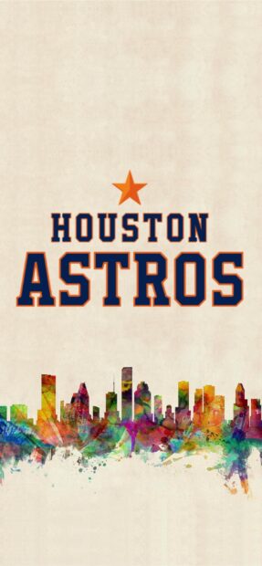 Colorful Houston skyline with the Houston Astros logo and star above the text Houston Astros