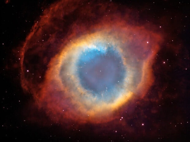 The Helix nebula star formation captured by Hubble in deep space