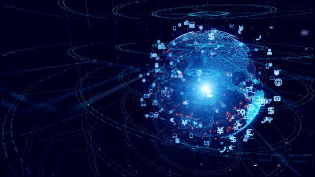 Digital network innovation concept showing global connectivity and data exchange
