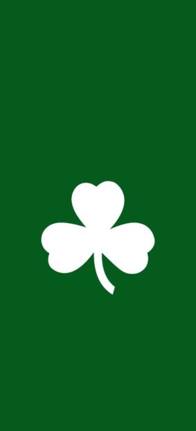 White shamrock symbol on a green background representing Irish shamrock