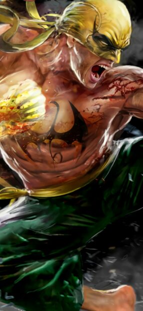 Iron Fist character showing fierce power and martial arts skills in action pose