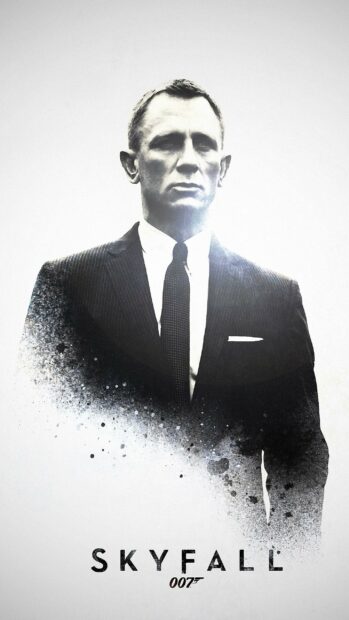 James Bond character in a suit from Skyfall in a black and white artistic style