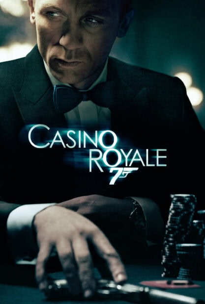 James Bond playing poker in a casino scene from Casino Royale