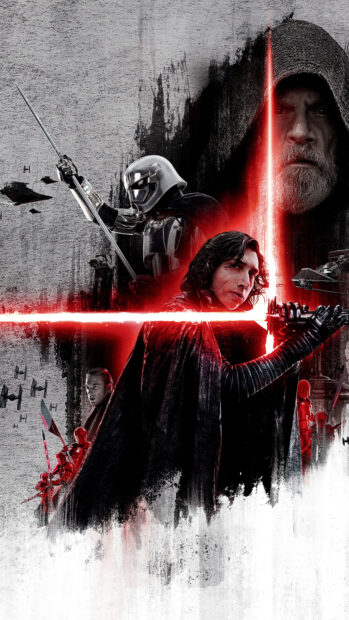 Dark Star Wars Scene Featuring Jedi With Red Lightsaber And Armored Soldiers