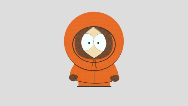 Kenny South Park character in an orange parka standing against a plain background