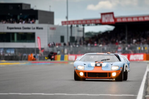 Classic racing car on Le Mans track during motorsport event