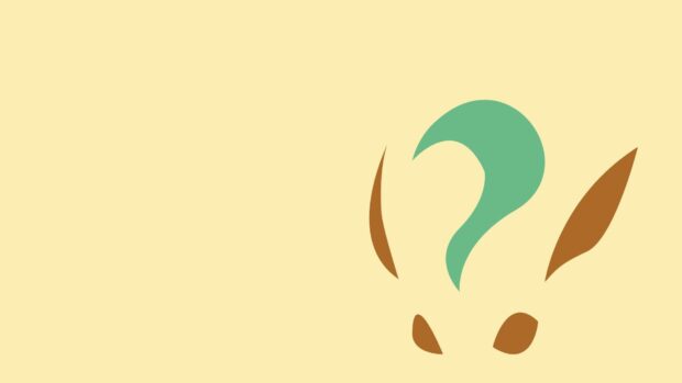 A minimalist design featuring Leafeon leaf ears and eyes on a light background