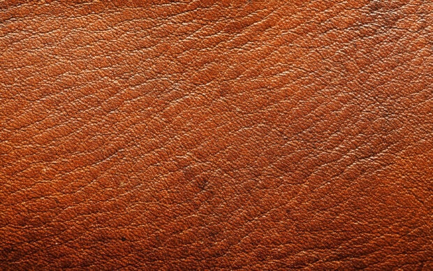 Close up of brown leather texture showing natural grain details