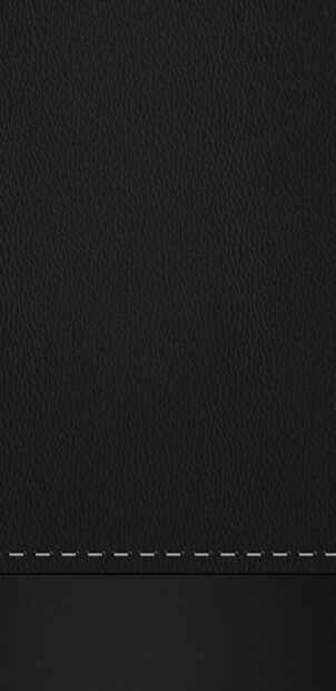 Black textured leather with detailed stitching on a dark surface for mobile devices