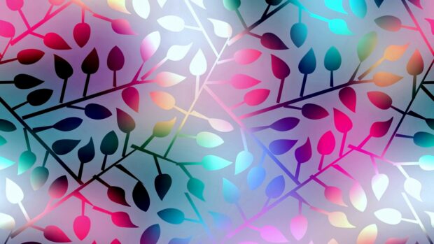 Colorful leaves pattern with gradient design on a soft blurred background