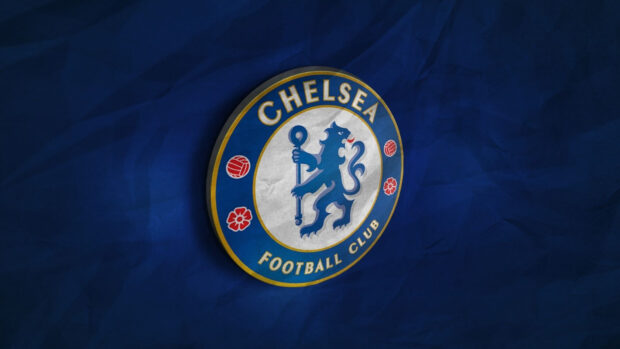 Chelsea football club logo with blue lion on dark blue background