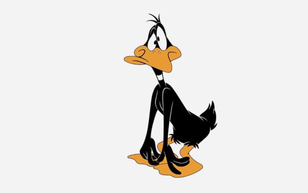 Daffy Duck character from Looney Tunes standing with a confused expression