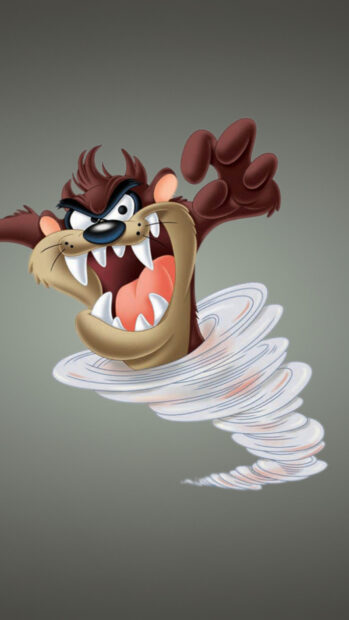Taz character from Looney Tunes spinning rapidly in a tornado