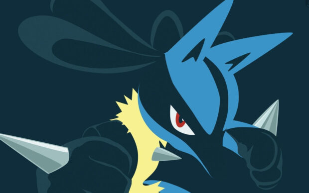Lucario character with spiked gloves ready for battle in a dark background
