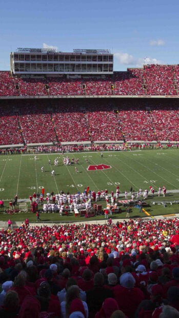 Football game scene at Camp Randall Stadium in Madison Wisconsin
