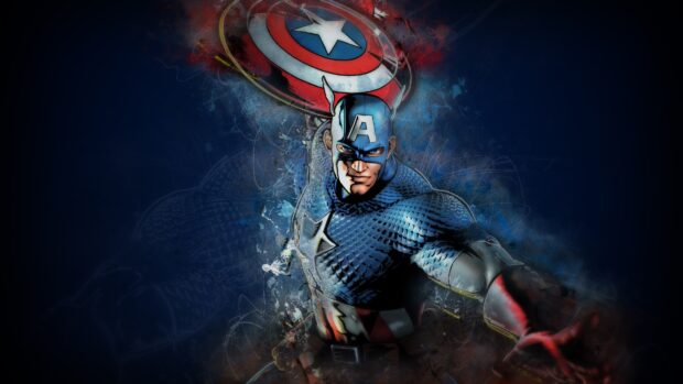 Captain America superhero in Marvel Comics wallpaper showing shield and costume details