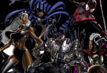 A group of Marvel Comics heroes including Black Panther and Captain America in dynamic poses
