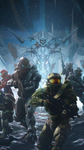Master Chief and allies preparing for battle in a futuristic landscape showcasing Master Chief