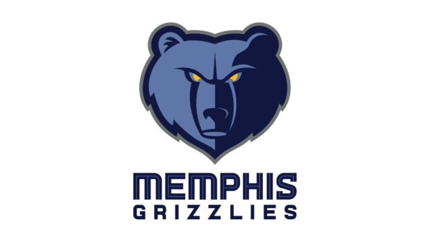 Memphis Grizzlies logo featuring a fierce bear head in blue and navy colors