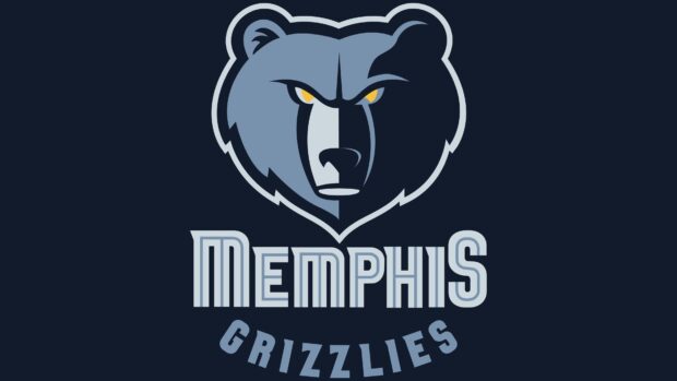 Memphis Grizzlies logo with a fierce grizzly bear face and text Memphis in dark colors