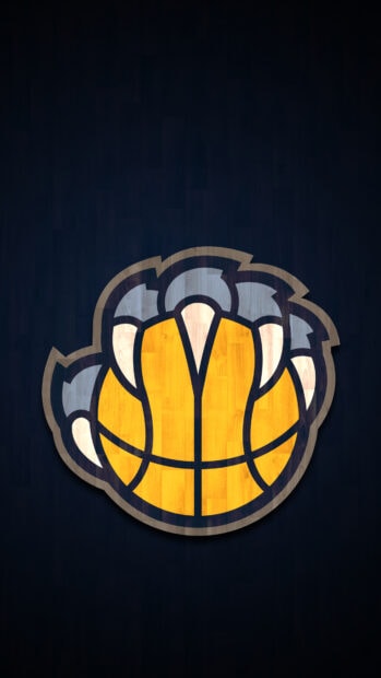 A Memphis Grizzlies logo designed with a basketball and bear claws on a dark background