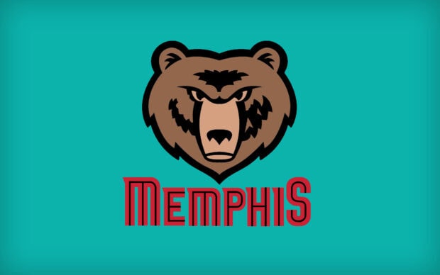 The Memphis Grizzlies logo with a fierce bear head and red Memphis text on a teal background