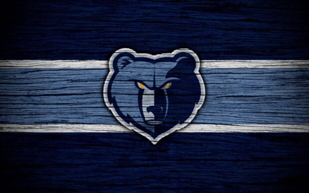 Grizzlies logo painted on dark blue wooden textured background