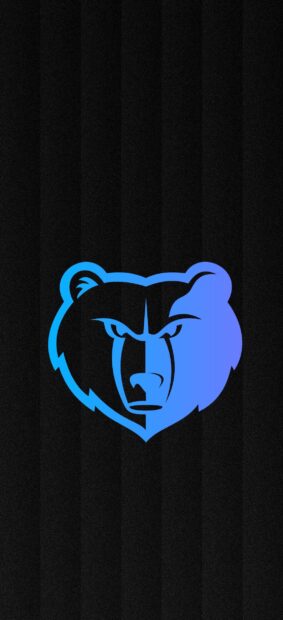 A blue and black Memphis Grizzlies logo with a grizzly bear face on a dark background