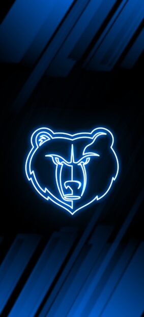 Neon grizzlies logo glowing in blue light on a dark background