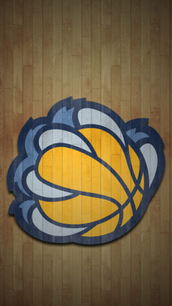 Memphis Grizzlies logo painted on wooden basketball court floor