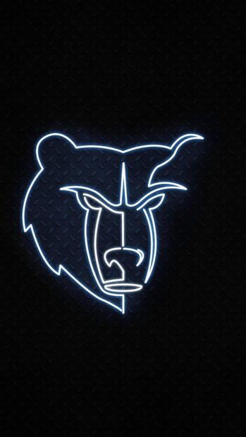 Neon style Memphis Grizzlies logo glowing on a dark textured surface