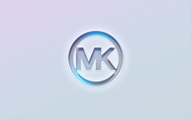 Michael Kors logo with blue highlights on a soft gradient background in high resolution