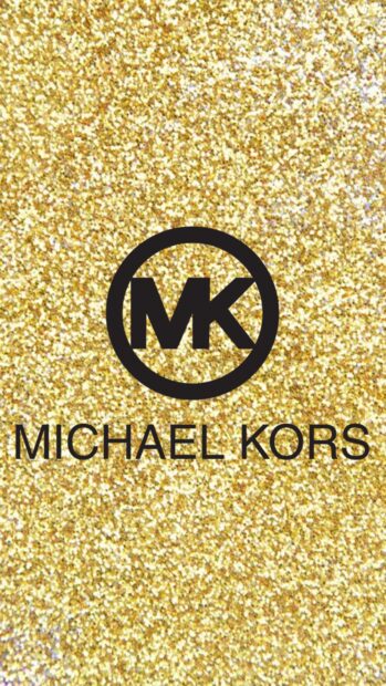 Michael Kors logo on a sparkling gold glitter background with a luxury brand name