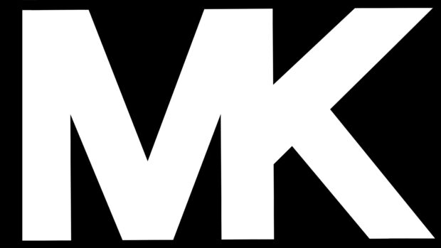 White Michael Kors logo on a black background with a bold design