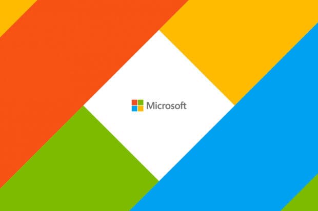 Colorful geometric design with Microsoft logo in the center for Microsoft branding