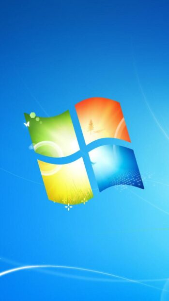 Colorful Microsoft logo with nature elements on a bright blue background