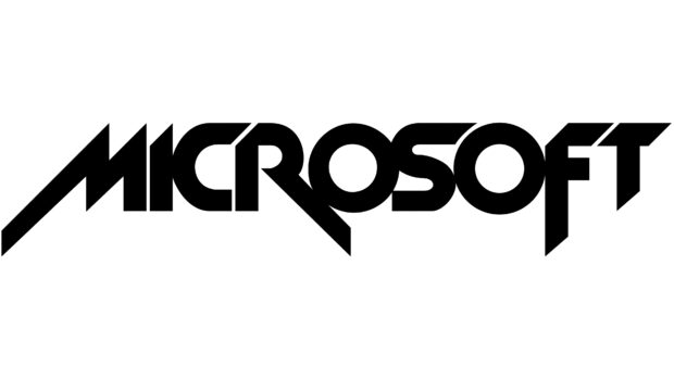 Black Microsoft logo text design in a unique style on a white background