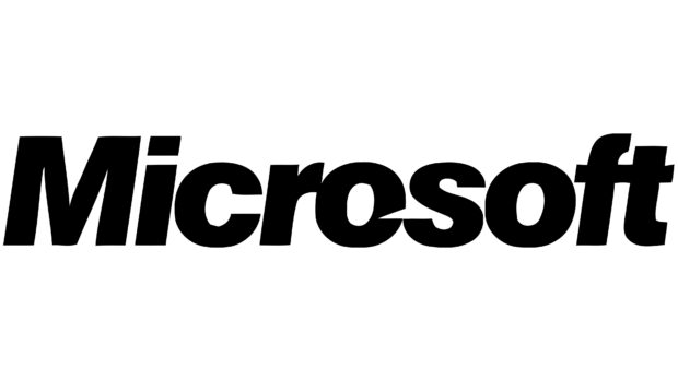 Black Microsoft text logo on white background displaying Microsoft branding