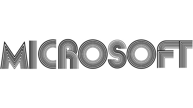 Creative Microsoft logo design with black and white concentric lines pattern