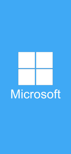 Microsoft logo in white on blue background for Microsoft