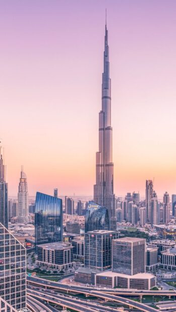 Stunning Dubai skyline with iconic Burj Khalifa tower in Middle East cityscape