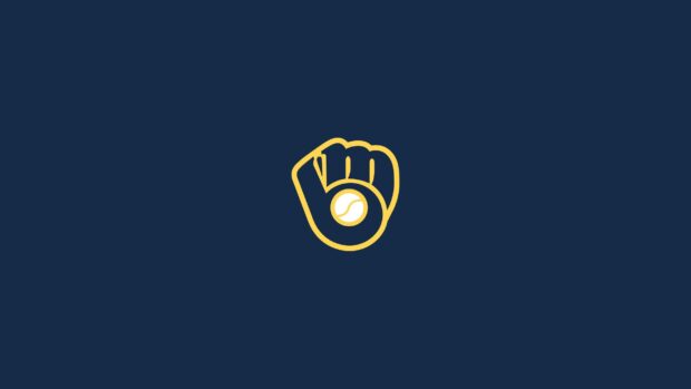 Milwaukee Brewers logo showing a stylized baseball glove with a ball on a navy background