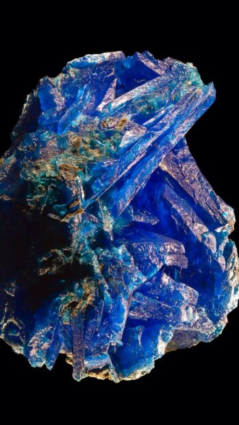 Vibrant blue mineral crystal formations showcasing natural beauty and texture