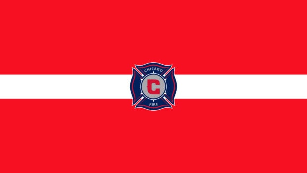 Chicago Fire logo with red and white stripes design